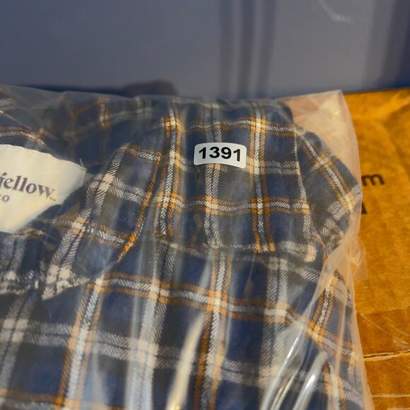 Goodfellow & Co Flannel Button Shirt Men's XXL Blue Brown Plaid Button Pockets - Picture 12 of 12